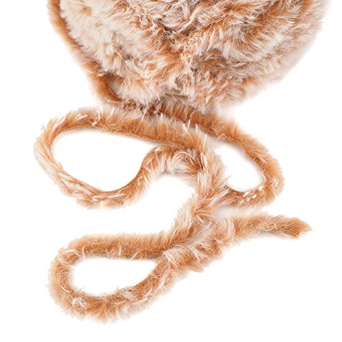 Image of NICEEC Faux Fur Yarn Super Soft, Chunky & Fluffy, Eyelash Yarn for Crochet & Knitting(Total Length 210yds /10.6oz) - Khaki /300g