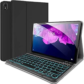 Wineecy Backlit Keyboard Case for Lenovo Tab P11 / P11 Plus 11" TB-J606 TB-J607 (UK Layout), 7 Colors Backlight Magnetic Detachable Wireless Keyboard with Premium PU Leather Cover (Black)