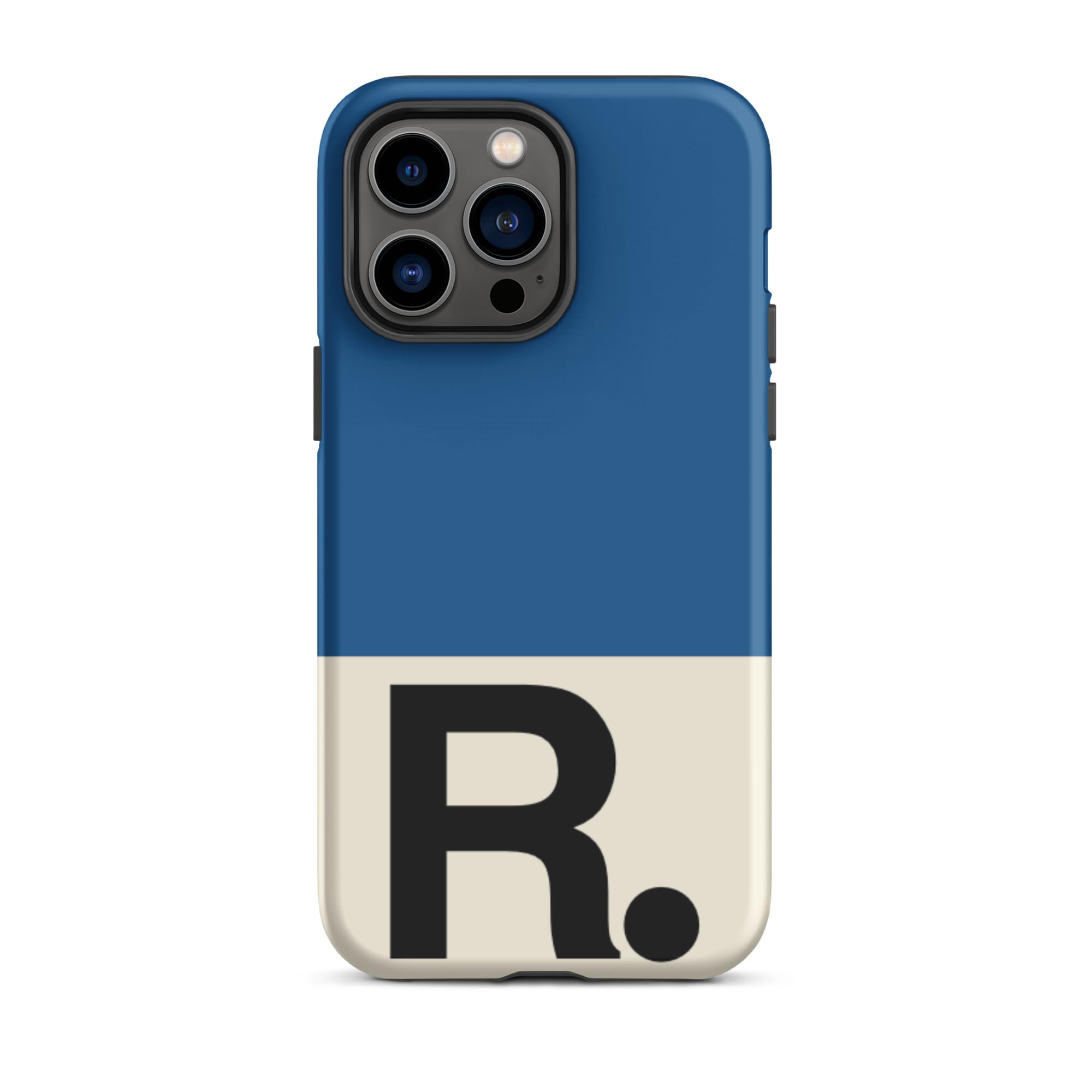 Penguin Prints iPhone 14 Pro Max Mobile Cover Alphabet Letters A to Z Printed On Back Cover (R, Cyan Blue)