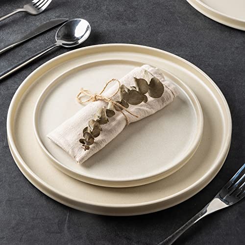 Amorarc Ceramic Dinner Salad Plates Set Of 4, 8.0 Inch Reactive Matte Glaze Dish Set, Dessert,Salad, Appetizer, Small Dinner Plate,Microwave, Dishwasher Safe, Scratch Resistant, Ivory #TOP5