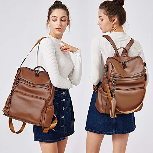 Image of Backpack Purse For Women Fashion Leather Designer Travel Large Ladies Shoulder Bags with Tassel Gray
