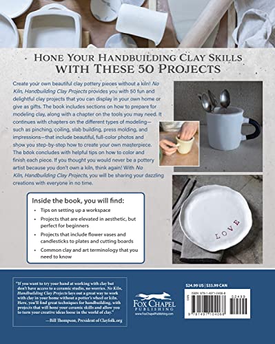 No Kiln, Handbuilding Clay Projects: 50 Elegant Projects to Make for the Home (Fox Chapel Publishing) Beginner-Friendly Step-by-Step Instructions, Technique Tutorials, and More, No Wheel Needed - Image 2