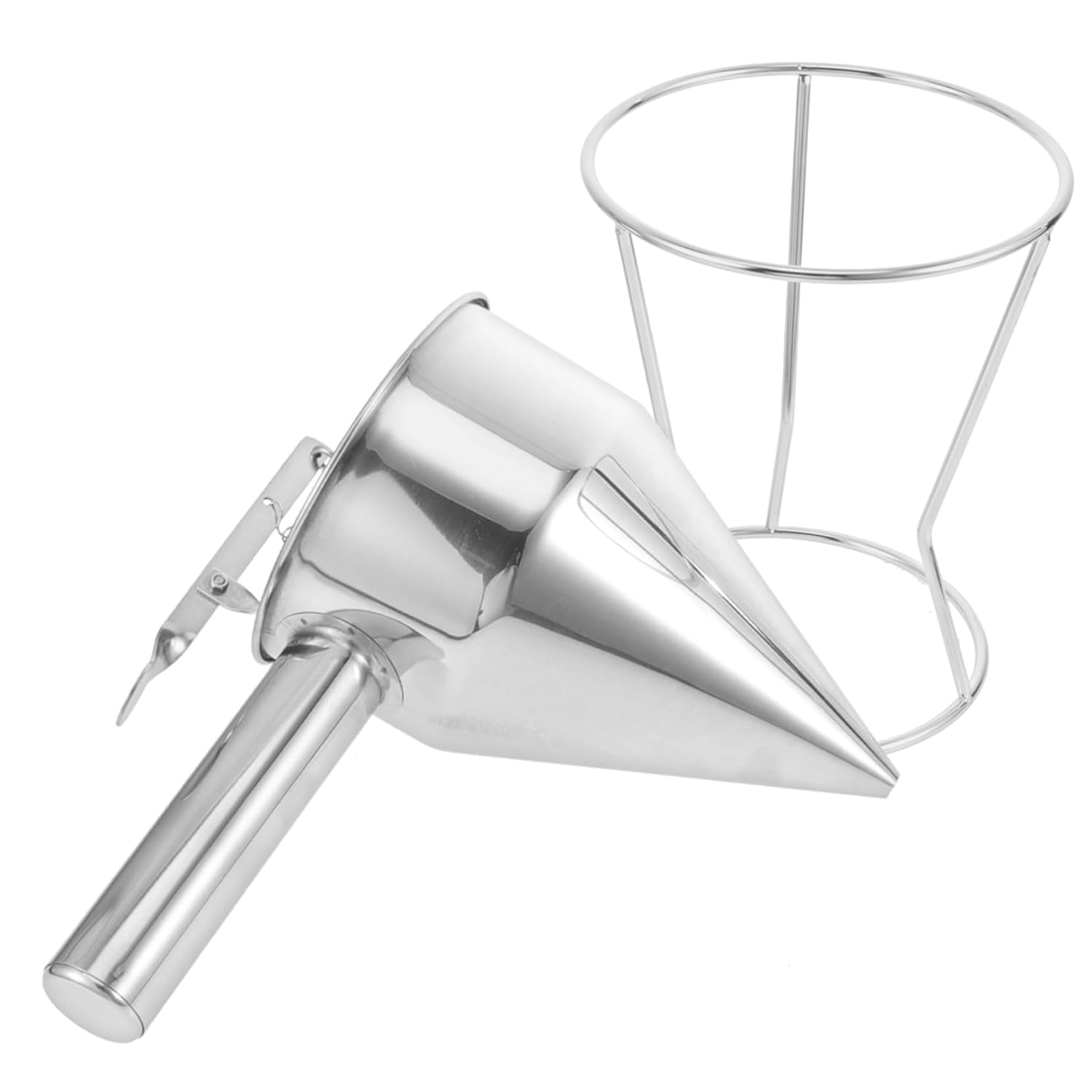 Cabilock Stainless Steel Batter Dispenser Funnel with Detachable Stand Essential Kitchen Tool for Pancakes Octopus Balls and More Easy Storage Design for Baking