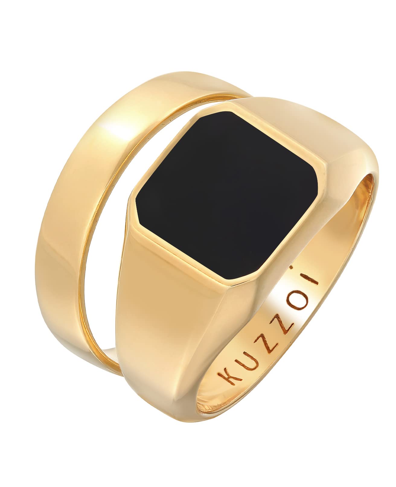 Kuzzoi Anillo de plata de ley 925, 2 anillos de plata de ley 925 para hombre, anillo de oro para hombre, tamaño 60-66, 0606751022