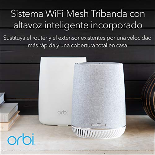 Netgear-Orbi-RBK50V-WiFi-Mesh-AC3000-ultra-potente-con-altavoz-cobertura-wifi-de-hasta-350-m-comandos-de-voz-de-Alexa-para-reproducir-musica-y-administrar-dispositivos-IoT