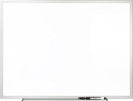 Office Depot Brand Non-Magnetic Melamine Dry-Erase Whiteboard With Marker, 48" x 96", Aluminum Frame With Silver Finish