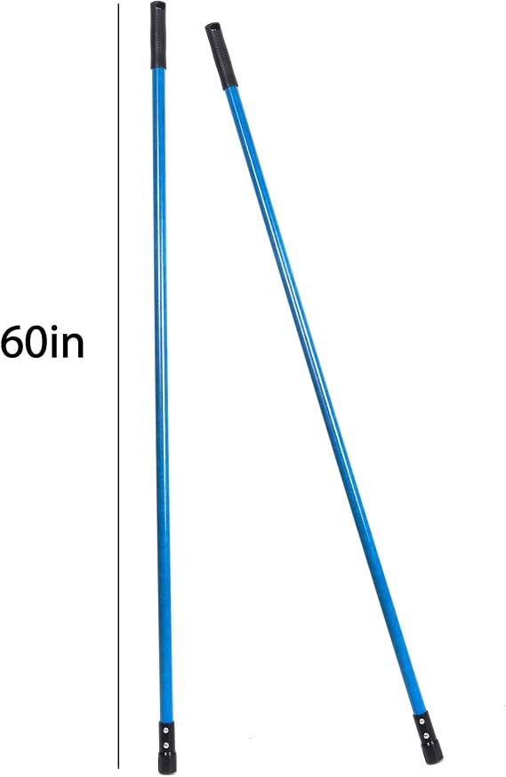 Matthew Cleaning 6 Sets of Commercial Screw On Mop Handle for Floor Cleaning,Heavy Duty Wet Mop Head Replacement Holder 60inch Fiberglass Gripper w/Threaded Plastic tip- Blue