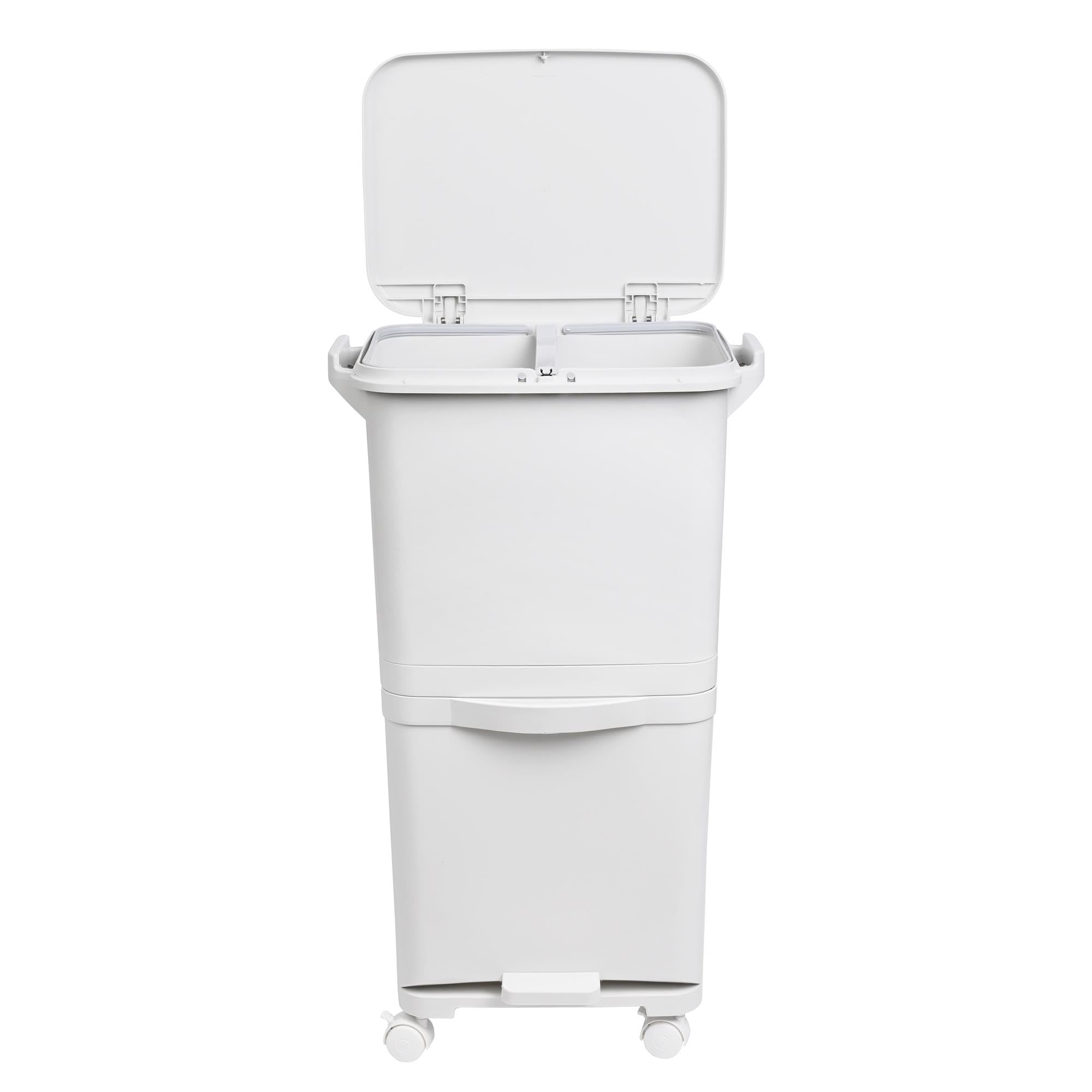 WELL HOME MOBILIARIO & DECORACIÓN Pattumiera a pedale selettiva, con doppio scomparto da 38 litri e manico a pedale (24 l + 14 l).