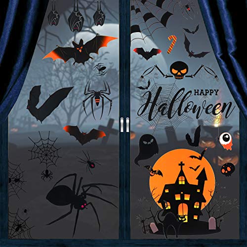 Autocollant de fenêtre de toile d'araignée de PATAZOK, autocollant de mur de dessin animé heureux Halloween autocollant imperméable de PVC autocollant d'ornement de décoration pour Halloween