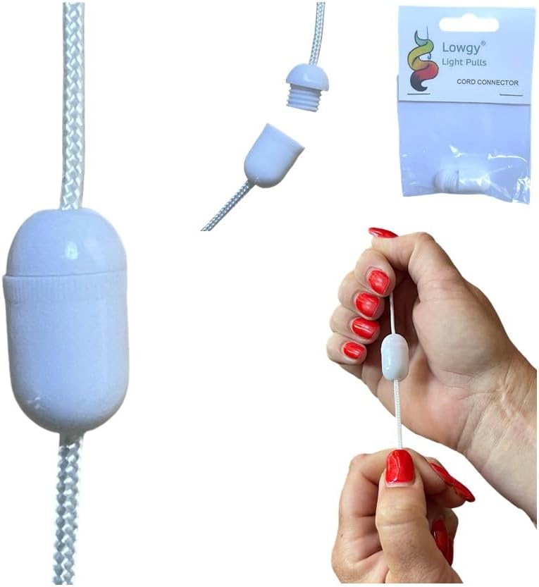 Lowgy White Plastic Cord Connector for connecting bathroom light pull ...