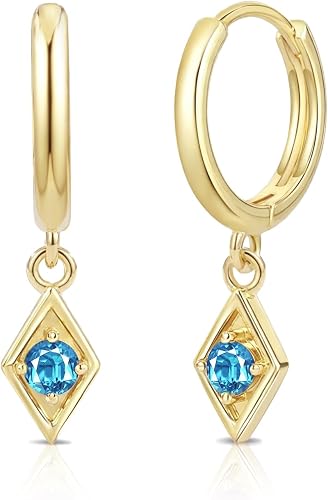TOBENY Birthstone Dangle Earrings for Women Trendy 14K Gold 