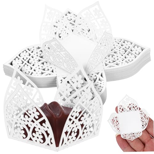 Cabilock 50 piezas Caja de Dulces Decorativa Blanca con Diseño Unidades para Chocolates y Trufas para Bodas Compactos