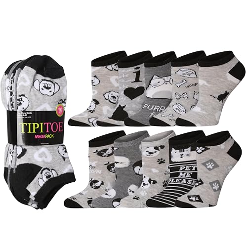 Image of Tipi Toe Women's 10 Pairs Lightweight Colorful Socks - Fun Low Cut Patterns for All-Day Comfort and Easy Everyday Style