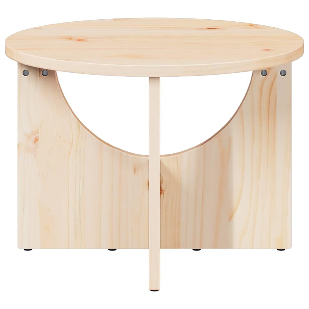 Générique Okrągły stolik kawowy z litego drewna sosna 50x50x35 cm | Styl rustykalny, do użytku wewnątrz salonu, pielęgnacja wilgotnej szmatki, wymagany montaż