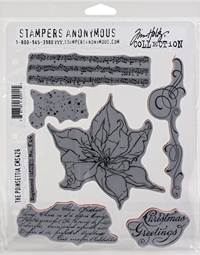 Stampers Anonymous Tim Holtz Cling Stamps 7X8.5-The Poinsettia