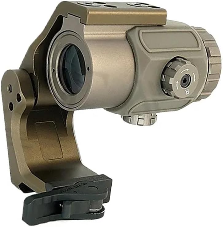 G43 3X Magnifier Scope & 2.26" QD FTC Mount & QD Flip to Side & Spacer Mount Base Combo，Flip-to-Center and Quick Release Mechanism，for 558 Red Dot Holographic Sight，Fit 20mm Picatinny Rail，Tan