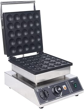 25 Holes Electric Poffertjes Maker, 1850W Mini Dutch Pancakes Maker Baker Machine, Commercial Electric Nonstick Stainless Steel Pancake Maker Machine Adjustable Temperature 122-572F