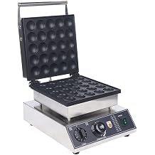 25 Holes Electric Poffertjes Maker, 1850W Mini Dutch Pancakes Maker Baker Machine, Commercial Electric Nonstick Stainless Steel Pancake Maker Machine Adjustable Temperature 122-572F