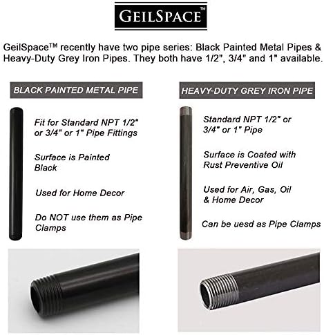 GeilSpace 6 Pack 3/4" x 42" Black Pre-Cut Steel Pipe - 2