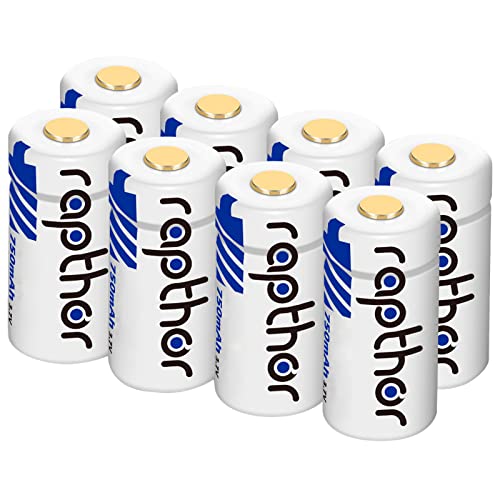 Rapthor 750mAh Rechargeable Lithium Batteries for Arlo Wireless Cameras Flashlights Smart Sensors (Pack of 8)