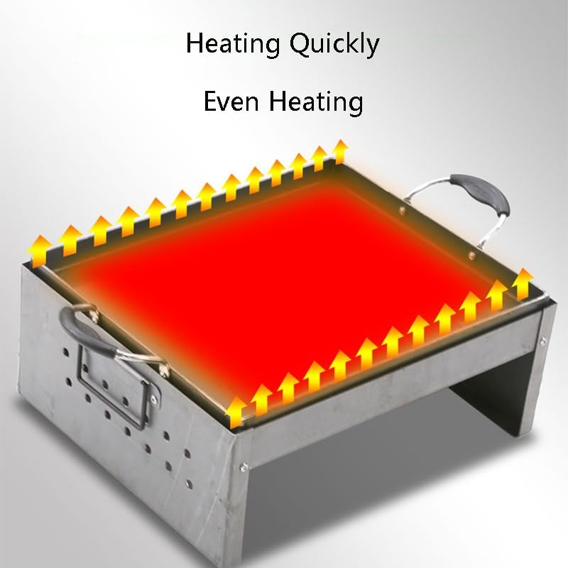 SanGin Commercial Teppanyaki Plate, Barbecue Iron Plate, Teppanyaki, Equal Height on All Sides, No Oil Leakage, One-Piece Molding, Even Heating,50CM