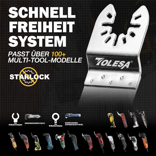 TOLESA Oszillierende Multitool Sägeblätter 5 Stück, Diamant Multifunktionswerkzeug Klingen Set zum Entfernen von Fugenmörtel, Reinigen von Mörtel