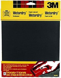 3M Wetordry Sandpaper, 5 Sheets, 9 in x 11 in, 320 Grit, Extra Fine, Use for Wet and Dry Sanding, For Sanding Between Coats of Varnish, Lacquer, Paint & Other Finishes, Waterproof Paper (9086DC-NA)