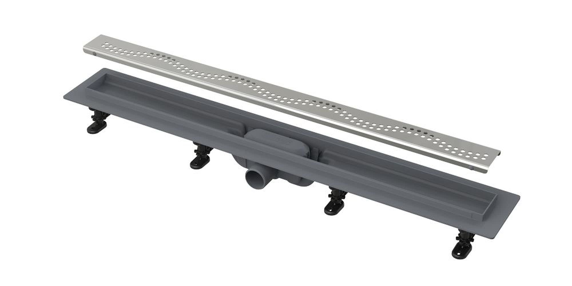 Canalina per doccia con griglia in acciaio inox/scarico doccia con griglia in acciaio inox da 550 mm fino a 950 mm per doccia, bagno e sauna (650 mm)