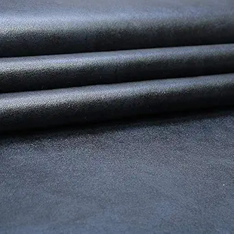 SAE Fabrics Upholstery Rexine Fabric/Artificial Leather Sheet - 140 cms Width - PU Mix, Matte Finish - 1 Meter Multiple - Color: Black