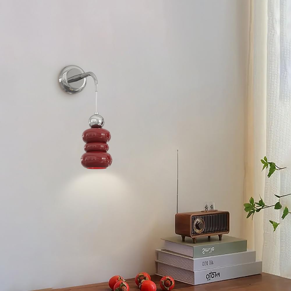 Générique Nowoczesna lampa ścienna do wnętrz stolik nocny kremowa lampa ścienna z regulowanym drutem wiszącym 20 cm metalowe oprawy wewnętrzne do sypialni salon korytarz (wysokość : 26 cm)