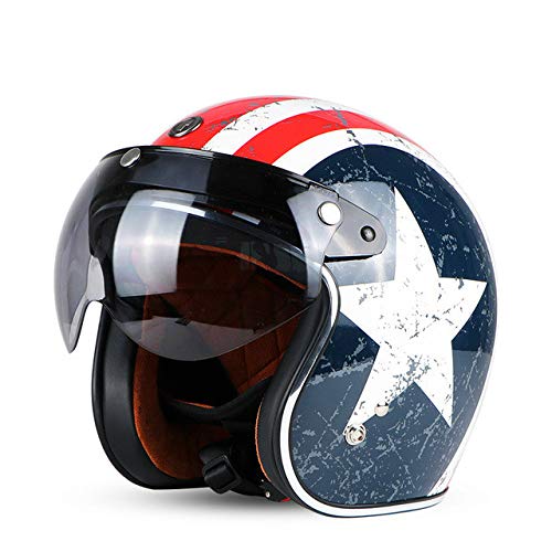 Bruce Dillon Casco de Motocicleta Retro Open Motocross Motocross Jet Retro Casco Casco de Motocicleta Rebel W Visor L