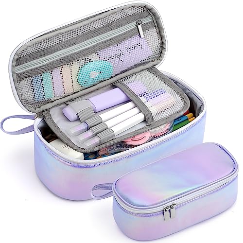 Image of Jcocylse Large Capacity Pencil Case Portable Pencil Pouch Bag School Supplies for College Students Girls Boys Adults (Purple)