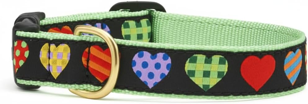 Up Country Heart and Valentine Patterns Dog Collars and Leashes (Size 10)