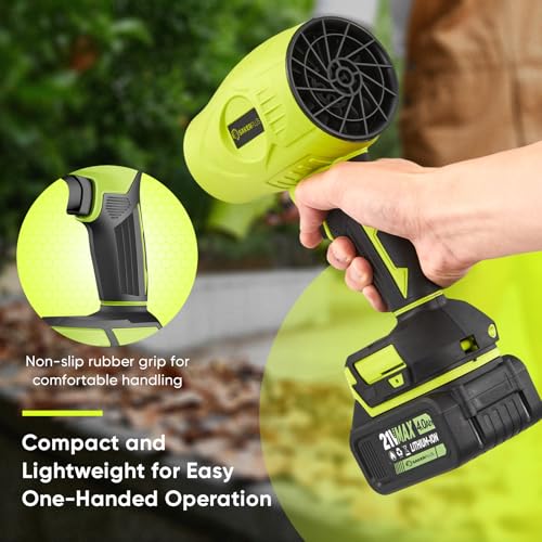 Image of Sakerplus Cordless Leaf Blower, Portable Dust Cleaner Cordless, Handheld Blower, Hand Blowers for Lawn Care, Patio Cleaning, Leaves and Dust Blowing, 4.0Ah Battery and Charger Included (1 Battery)