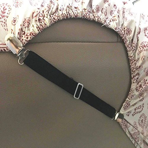 Bed Sheet Clips Straps Sheet Holder Mattress Clips, Adjustable Elastic Bed Sheet Grippers Straps Suspender Fasteners Holder (Black Set Of 4) #TOP2