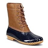 JBU by Jambu Women's Maplewood Waterproof Rain Mid Calf Boot, Navy/Tan, 8