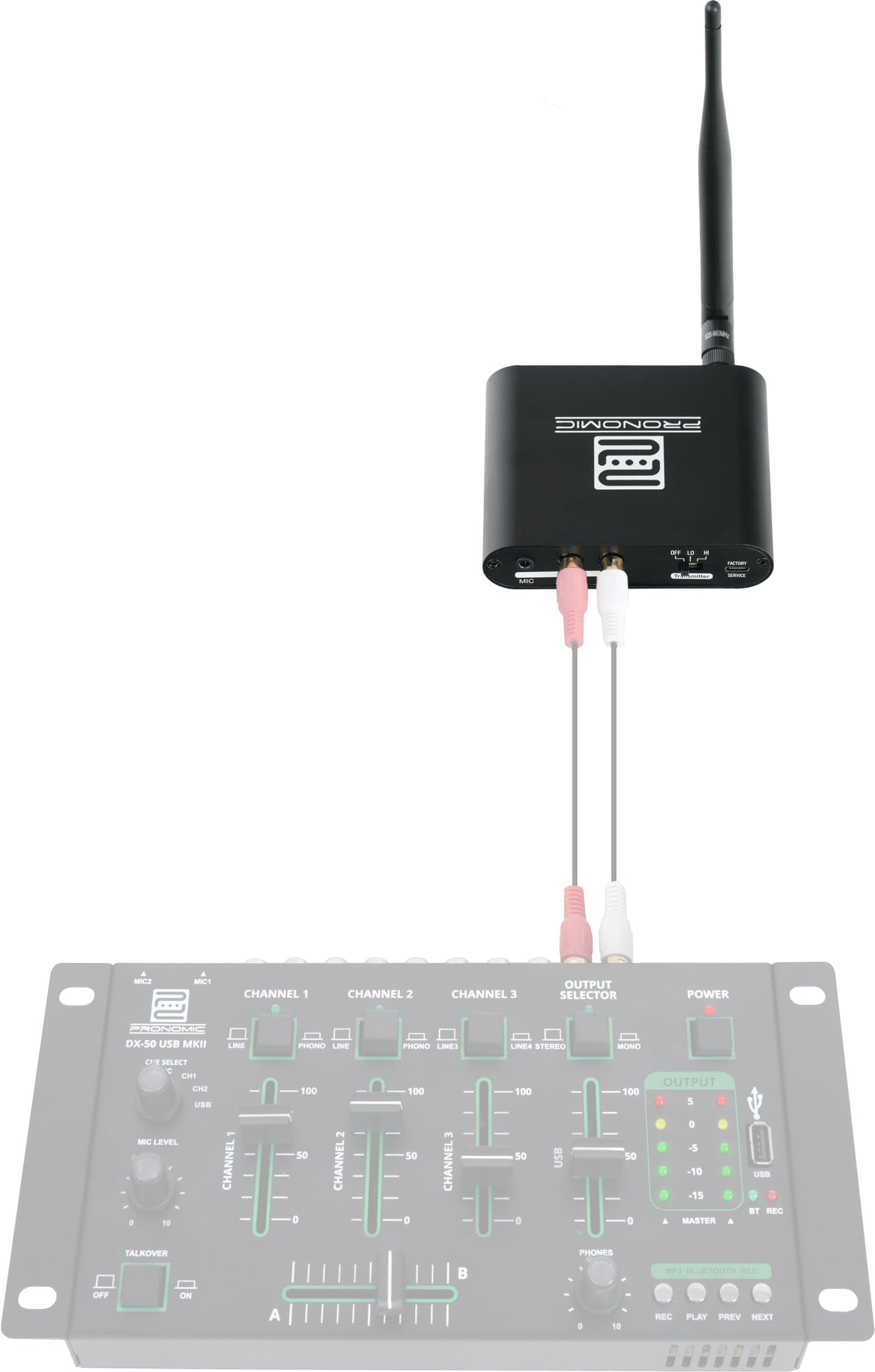 Pronomic SDT-40 Silent Disco V2 Sender - 863-865 MHz UHF Funkübertragung - bis 100 m Reichweite - Stereo Audio - Line In XLR Cinch - stabiles Metallgehäuse - für Events Partys DJ Verleih - Schwarz