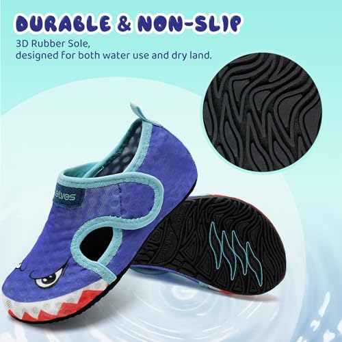 Image of WateLves Kids Water Shoes Toddler Barefoot Swim Beach Shoes Girls Boys Breathable Quick Dry Aqua Socks (Shark, 24 /25)