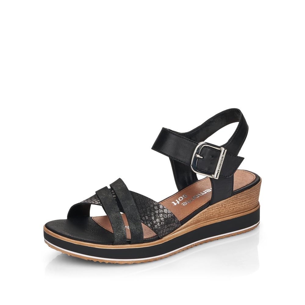 Remonte D6454, Wedge Sandal, Graphit/Schwarz/Schwarz / 00,