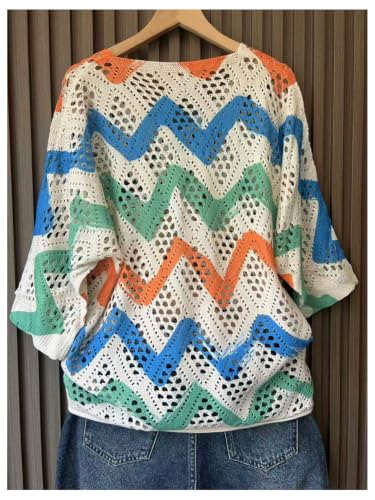 Image of Verdusa Women's Crochet Beach Summer Sweater 3 /4 Length Sleeve Boho Off The Shoulder Tops