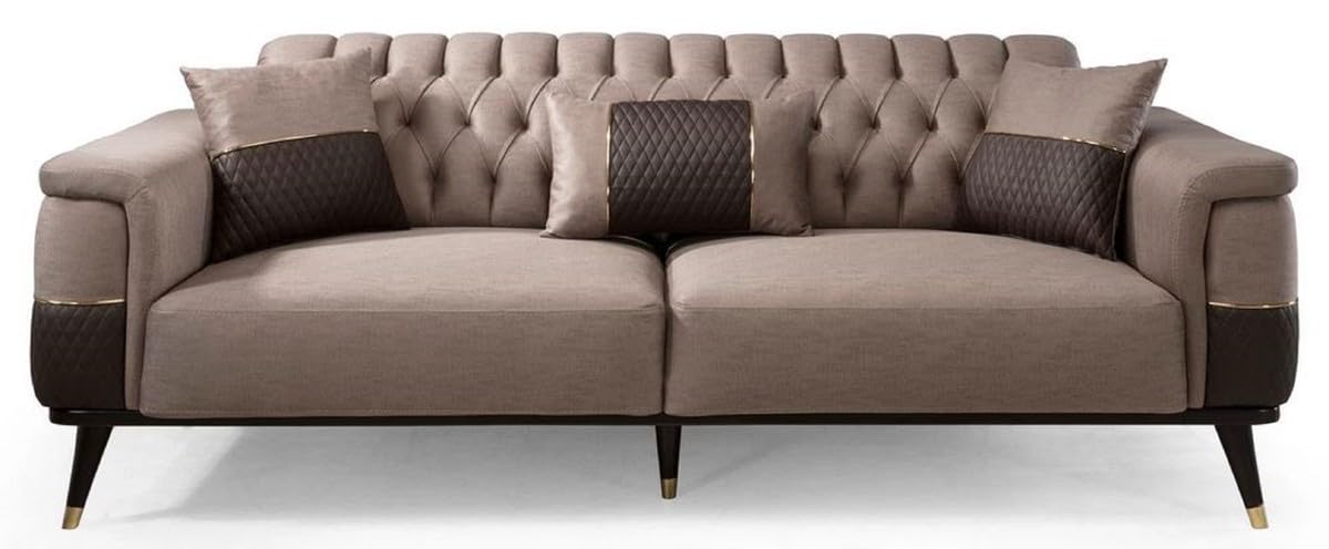 Casa Padrino Luksusowa sofa łóżko brązowy/ciemnobrązowy/złoty 225 x 94 x szer. 83 cm - nowoczesna sofa do salonu - meble do salonu