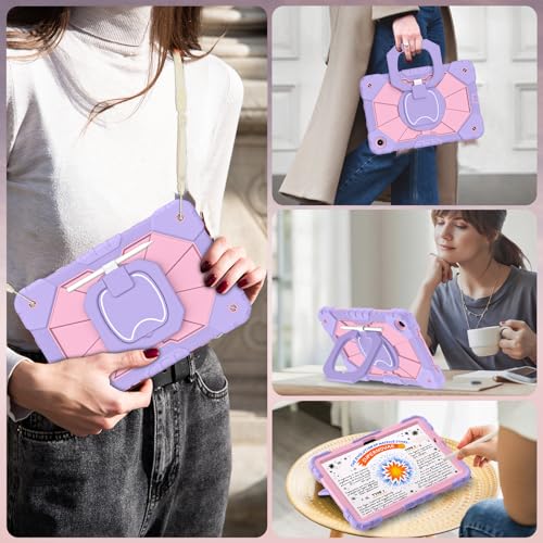 Image of WESOROL Case for Samsung Galaxy Tab A11 Plus Galaxy Tab A9 Plus 11 Inch,Shockproof Cover for Samsung Tablet A11+ /A9+ Case with Screen Protector 360 Rotating Stand Pencil Holder,Purple Rose
