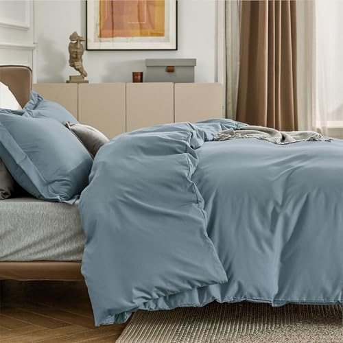 Image of Bedsure Duvet Cover Queen Size - Only Includes 1 Duvet Cover (90 inchx90 inch), Hotel Luxury Soft Double Brushed All Season Bedding for Kids & Adults, Zipper Closure, NO Comforter, Mineral Blue