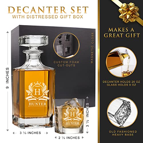 The Wedding Party Store, Custom Engraved Groomsmen - Whiskey Decanter Set and 4 Glasses Set - Personalized and Monogrammed with WPS Styles - Image 4