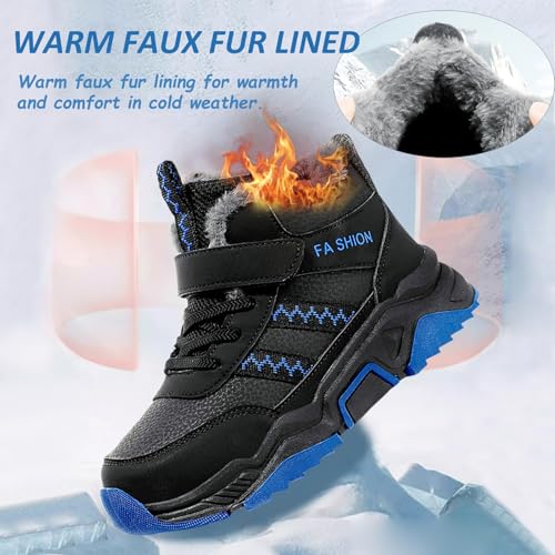 Lossarye Girls Boys Winter Warm Hiking Snow Boots Soft Faux Fur Lined Outdoor Non-Slip Walking Climbing Sneakers4