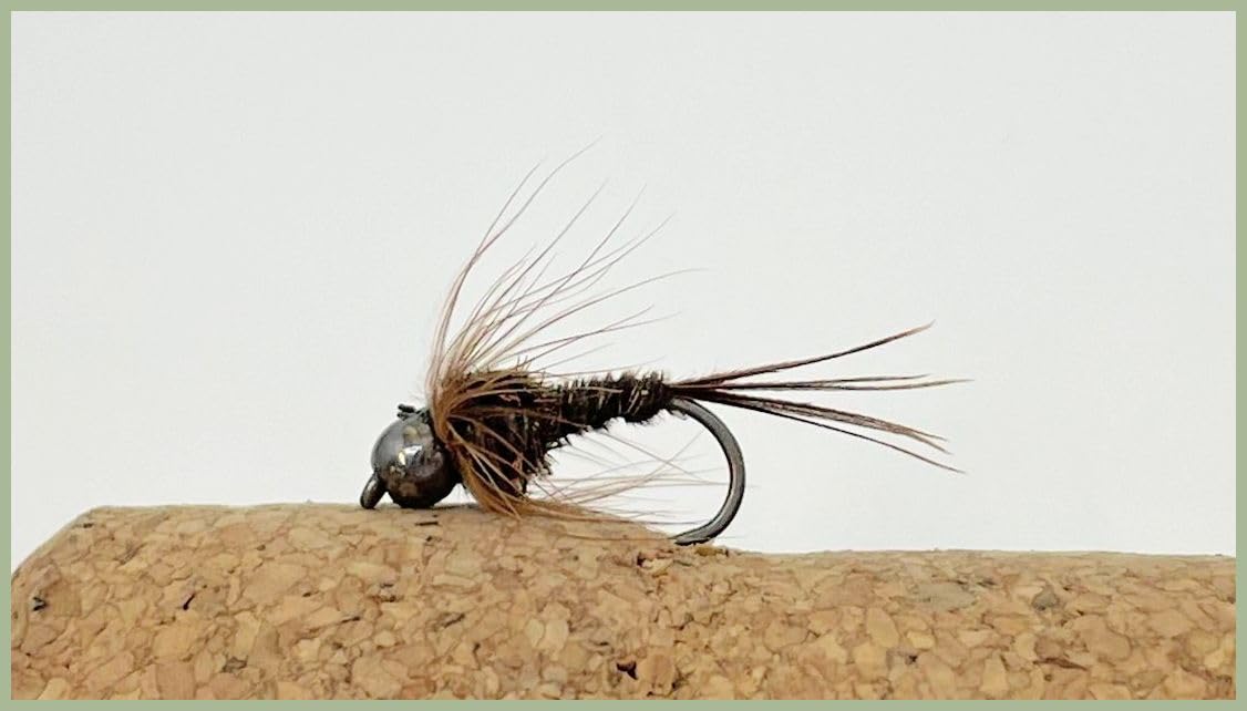 Lot de 24 mouches nymphes sans ardillon à tête dorée et tungstène pour truite - Tailles mélangées