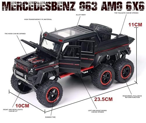 Image of Invite Enterprise 1:22 Big Marcedes AMG G63 6X6 Toy Car Metal Pull Back Diecast Car with Openable Door and Sound Light, Gifts Toys for Kids【 Black-Color 】