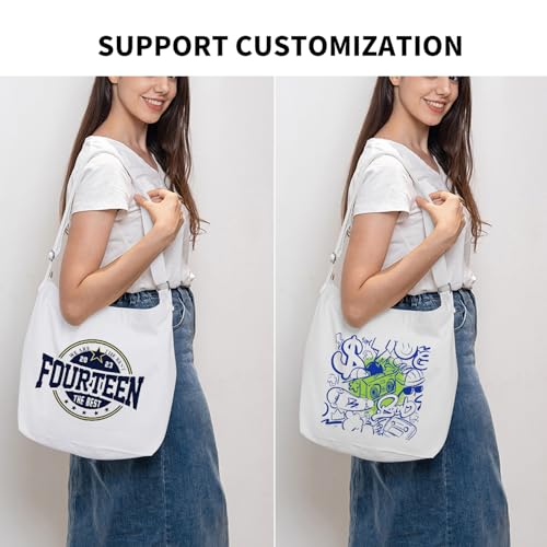 Image of Women's blank large Size Canvas Crossbody Tote Handbags Shoulder Bag Hobo Casual Tote Diy /gifts