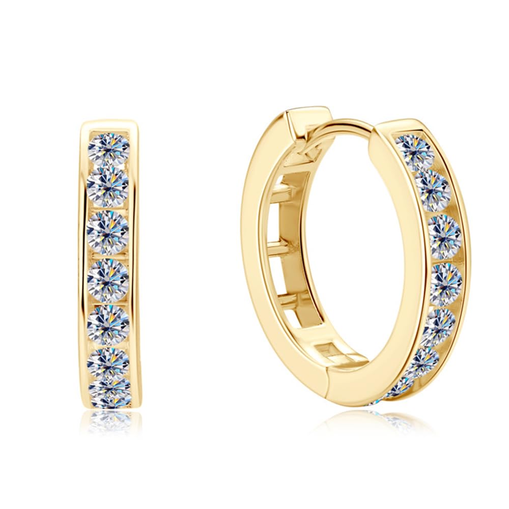 14K Gold Over S925 Sterling Silver 0 5ct D-Color VVS1 Diamond Hinged Hoop Earrings for Women Ideal Birthday