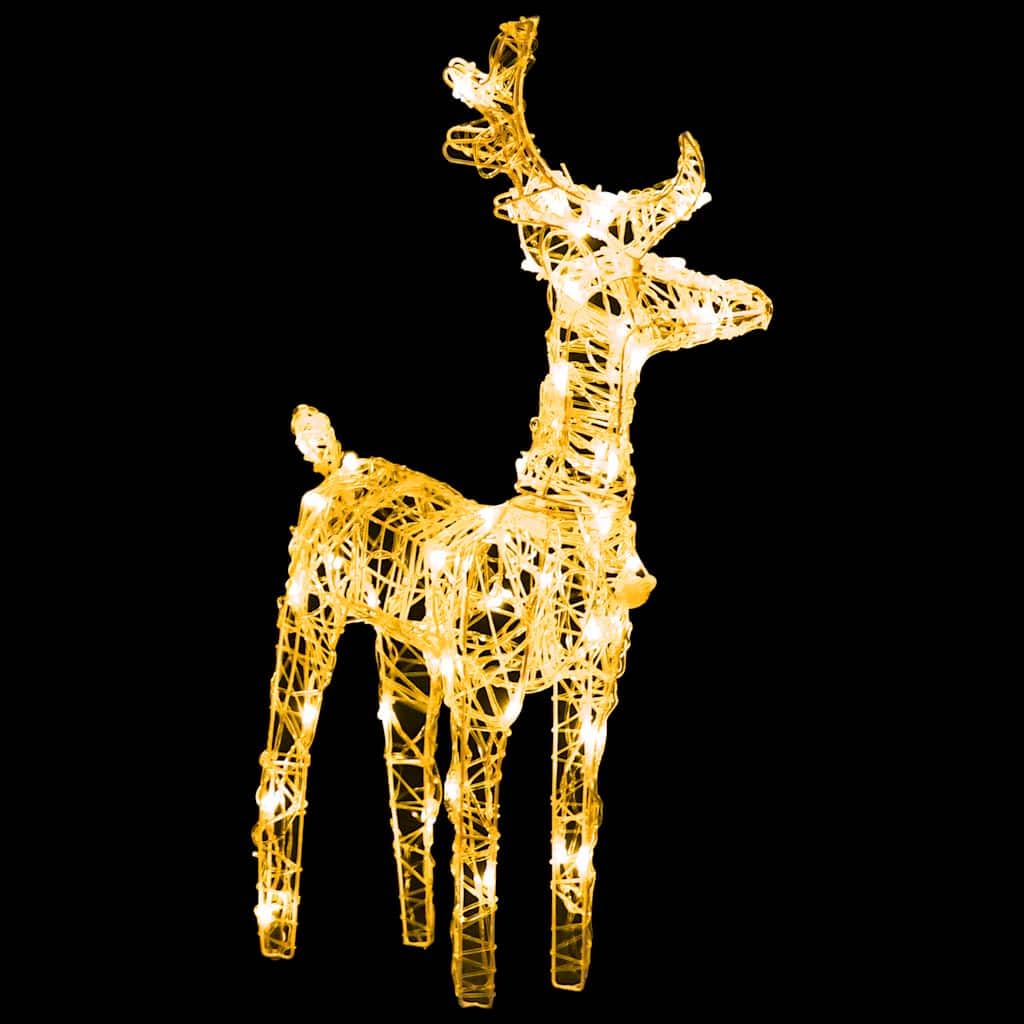 ACAGALA Rentiere Schlitten Weihnachtsdekoration 160 LEDs, Acryl Weihnachtsbeleuchtung für außen und innen, Weihnachtsfiguren Groß Aussen, 8 Lichtprogrammen, Warmweiß, 43x11x55 cm